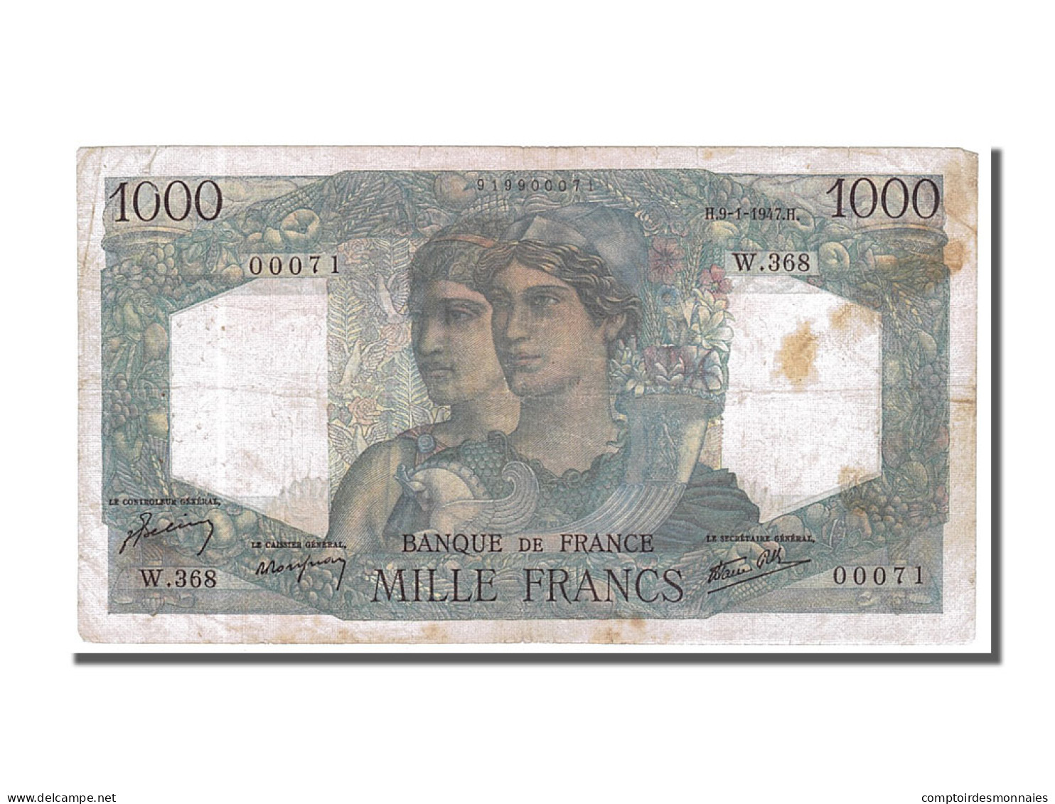 Billet, France, 1000 Francs, 1 000 F 1945-1950 ''Minerve Et Hercule'', 1947 - 1 000 F 1945-1950 ''Minerve Et Hercule''