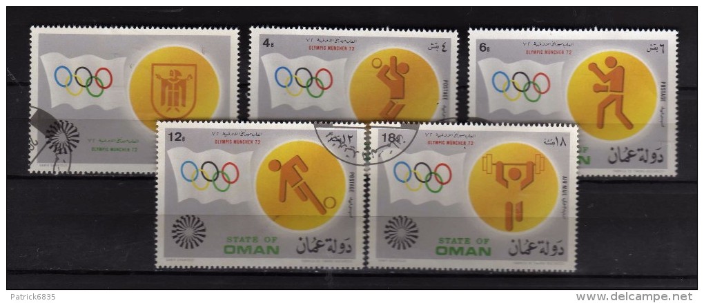 State Of Oman - Olimpic Munchen 1972. 5 Valori.   Oblitéré.  Vedi Desrizione - Oman