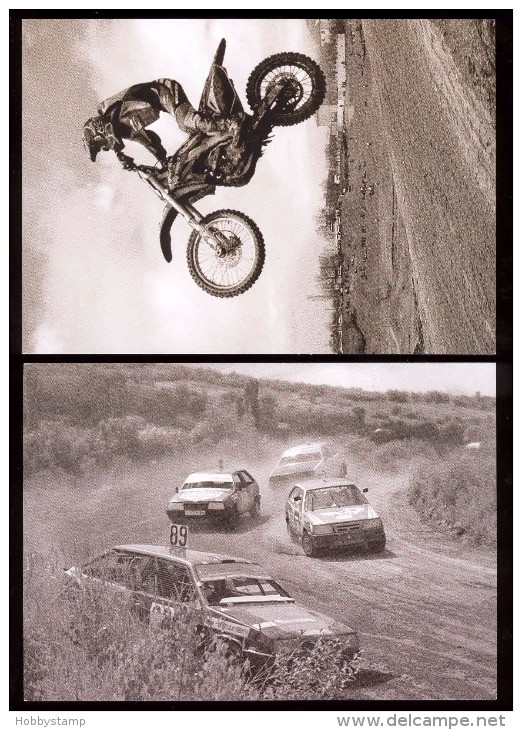 Moldova 2015, Motorbikes Cars Motocross Autocross , Set Of 2 Postcards - Moldova