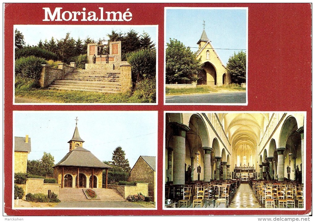 FLORENNES - MORIALME (5621) : CPSM Multivues (Calvaire, Chapelles De Beauraing Et De Banneux, Intérieur De L'Eglise). - Florennes