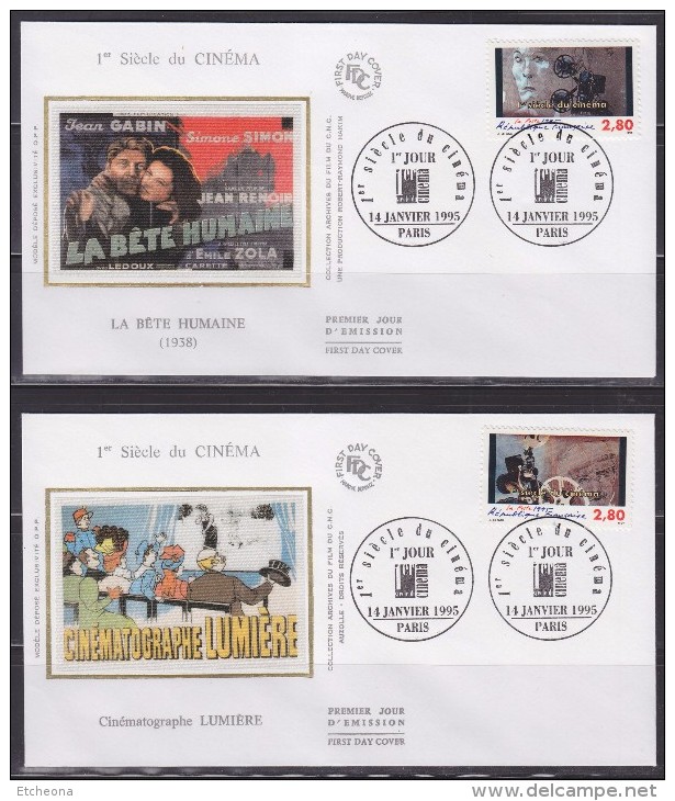 = Premier Siècle Du Cinéma 4 Enveloppes 1er Jour Paris 14.1.95 N°2919 2920 2921 2922 Projecteurs Bobines Têtes - 1990-1999