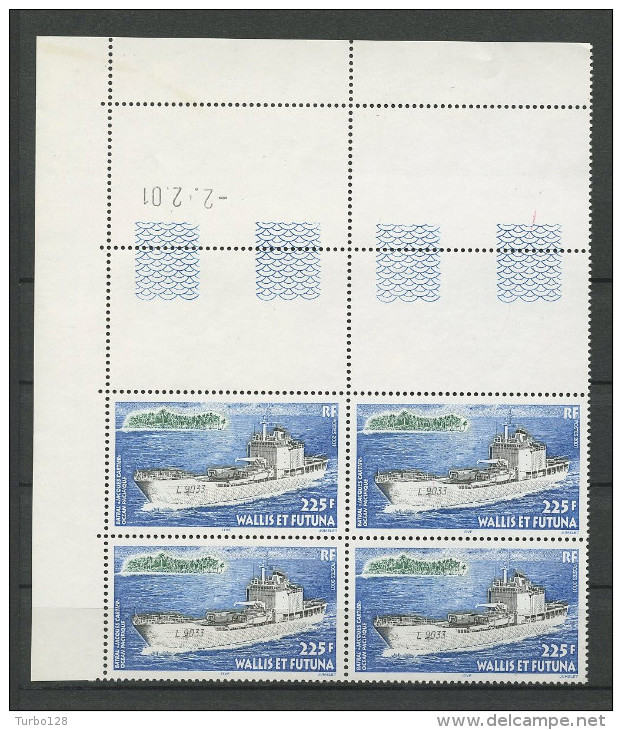 WALLIS FUTUNA 2001 N° 548 ** Neuf = MNH Bloc De 4 Coin Daté Superbe Bateaux Boats Ships Batral Cartier - Neufs