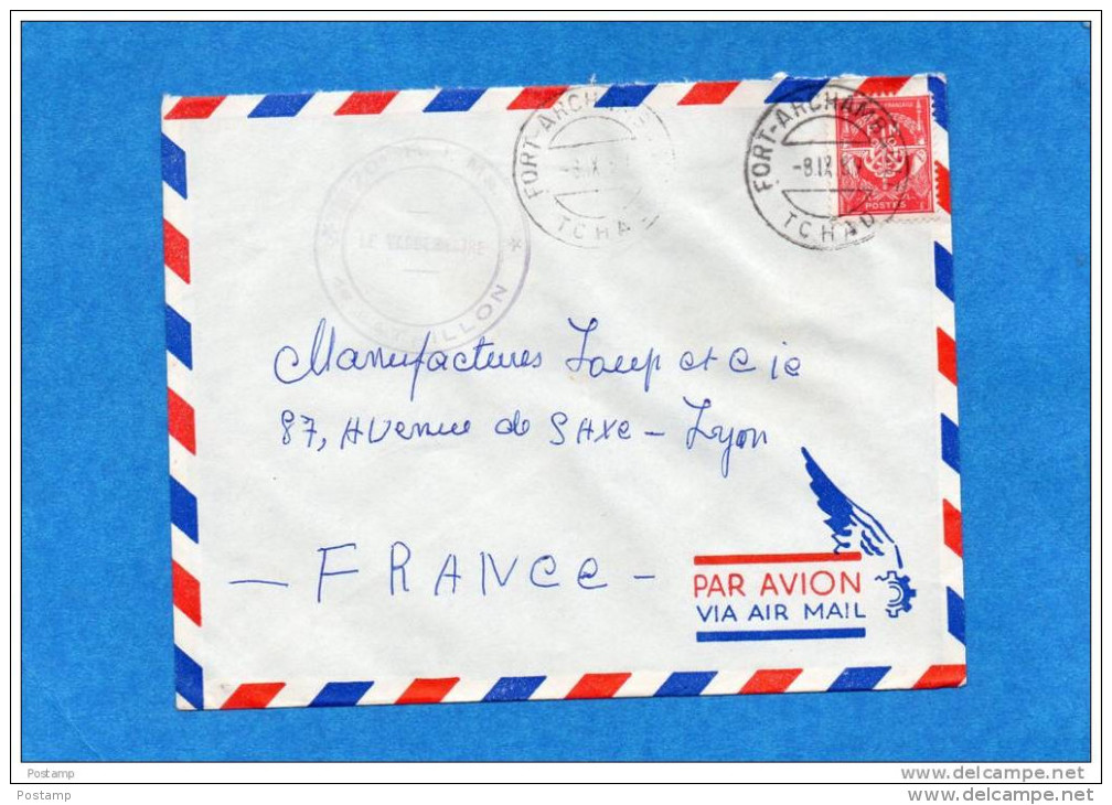 MARCOPHILIE-lettre FM-TCHAD -cad-fort Archambault-1959- Timbres FM  N°12-pour Françe - Other & Unclassified