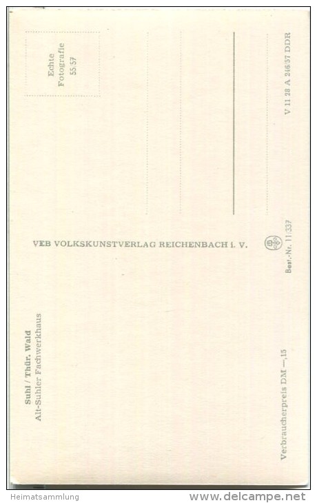 Suhl - Fachwerkhaus - Foto-Ansichtskarte 50er Jahre - Verlag Volkskunstverlag Reichenbach - Suhl