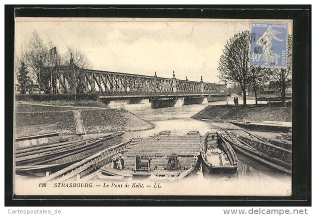 CPA Strasbourg, Le Pont De Kehl, Bâteaux - Strasbourg