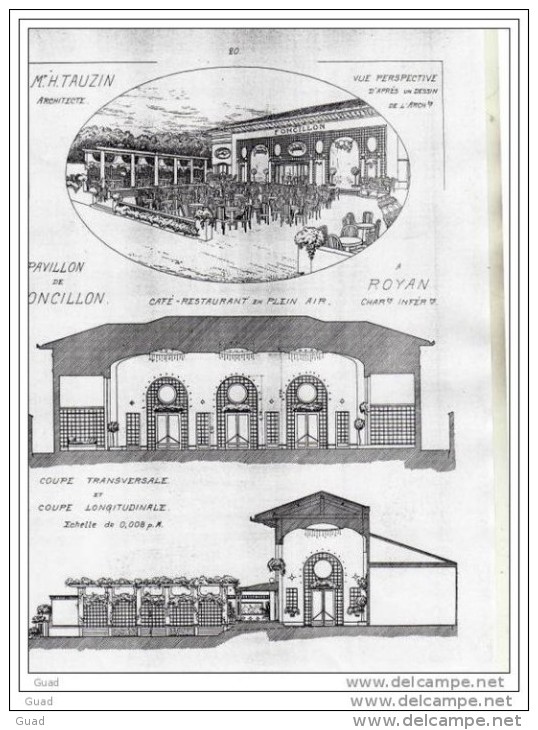 ROYAN - PLAN ORIGINAL DE 1900 DU CAFE PAVILLON DE FONCILLON  - 4 Pages-  Taille 26x36 - Zonder Classificatie