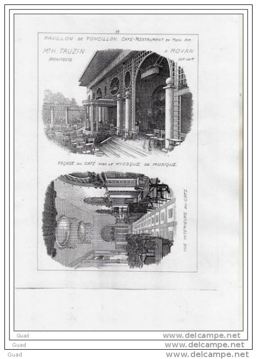 ROYAN - PLAN ORIGINAL DE 1900 DU CAFE PAVILLON DE FONCILLON  - 4 Pages-  Taille 26x36 - Zonder Classificatie