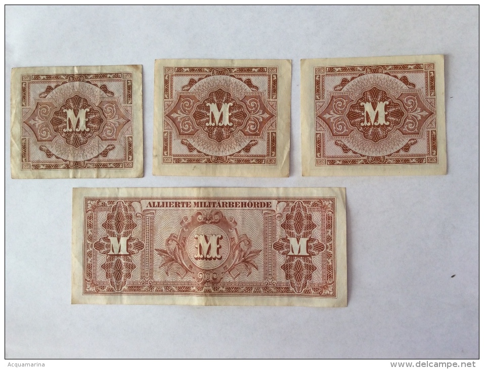 LOT OF 5 ALLIERTE MILITARBEHORDE 1944 1/2 1 5 20 MARK CIRCULATED - Collections