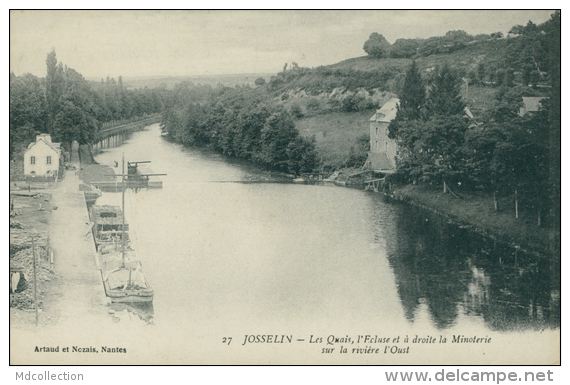 56 JOSSELIN / Les Quais, L'Ecluse Et La Minoterie Sur La Rivière L'Oust / - Josselin