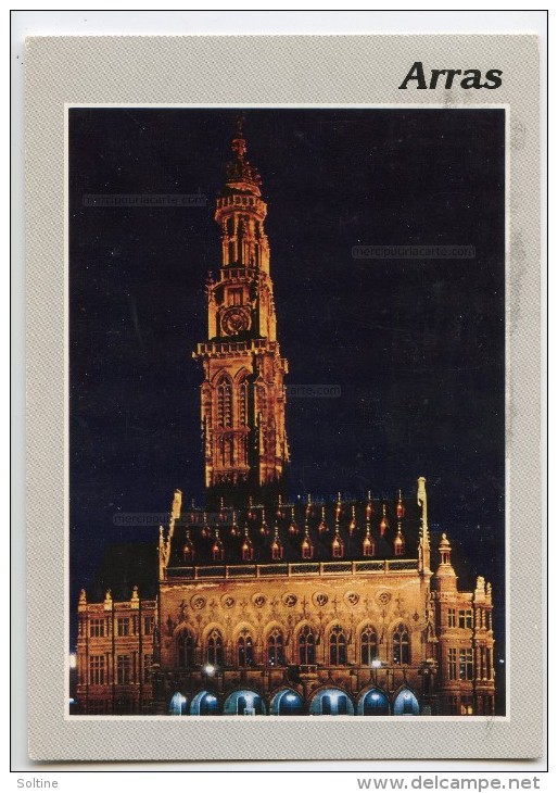 ARRAS - L'Hôtel De Ville La Nuit - écrite (jeu-concours) Et Timbrée - 2 Scans - Arras