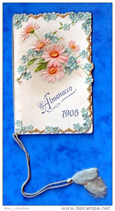 Petit Calendrier, Almanacco 1905, Pasticceria 5 Vie, Fratelli Invernici, Milano, Fleurs, Couverture Gaufrée, 12 Pages - Small : 1901-20