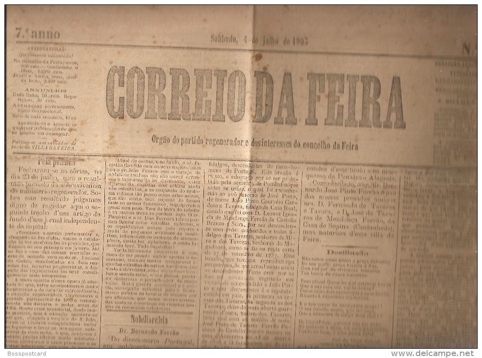 Santa Maria Da Feira - Jornal Correio Da Feira Nº 326 De 4 De Julho De 1903 - Zeitungen & Zeitschriften