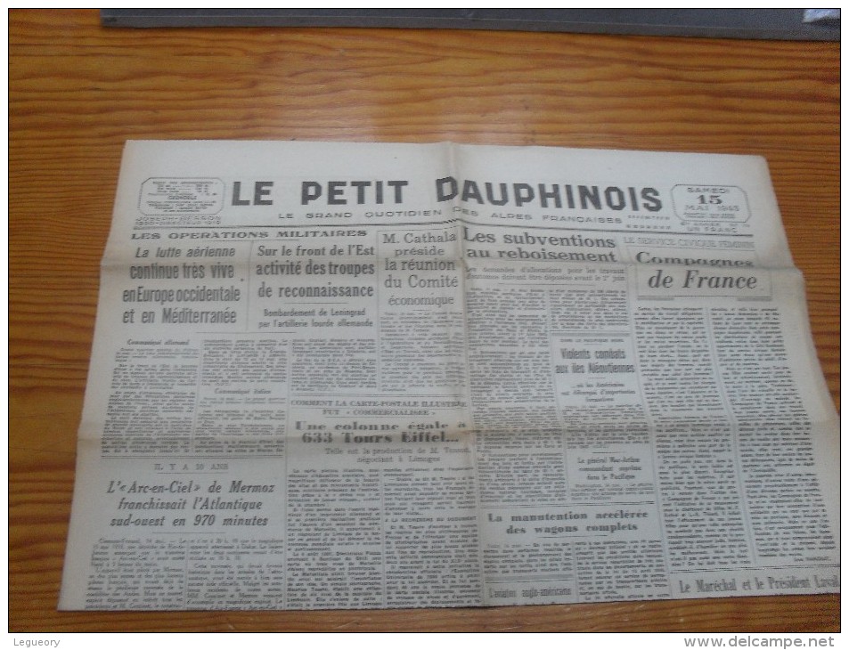 Le Petit Dauphinois  15 Mai  1943 - Sonstige & Ohne Zuordnung