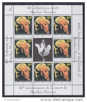 Bosnia/Herzegovina Mostar 2002 40th Anniversary Of The Death Of Marilyn Monroe 1v Sheetlet ** Mnh (26303AD) - Bosnië En Herzegovina