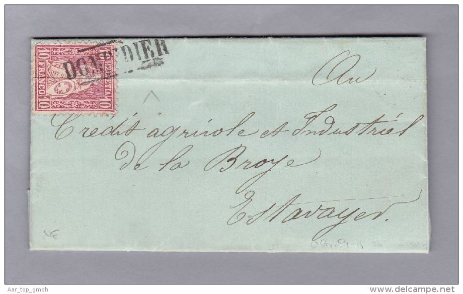 Heimat FR DOMINDIER 1870-08-27 Eingefasster Lang-Stempel Auf Brief Nach Estavayer - Lettres & Documents