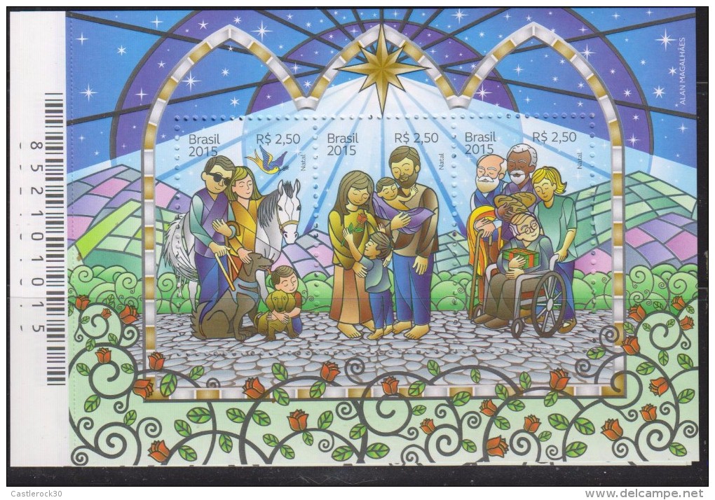 E) 2015 BRAZIL, CHRISTMAS, RELIGION, FAMILY, CONFRATERNIZATION, SOUVENIR SHEET, MNH - Unused Stamps