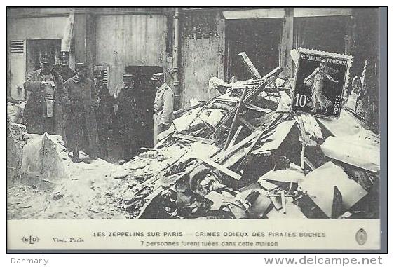 Reproduction De Carte Ancienne : Les Zeppelins Sur Paris - Other & Unclassified