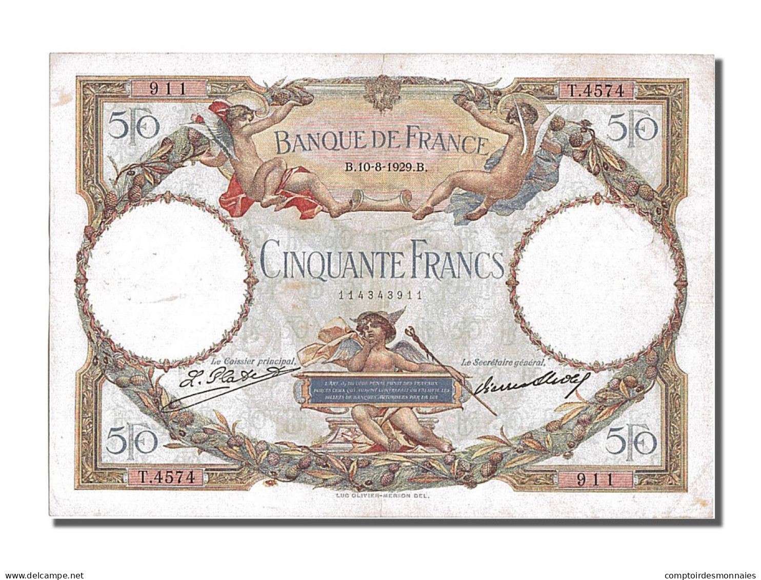 Billet, France, 50 Francs, 50 F 1927-1934 ''Luc Olivier Merson'', 1929 - 50 F 1927-1934 ''Luc Olivier Merson''