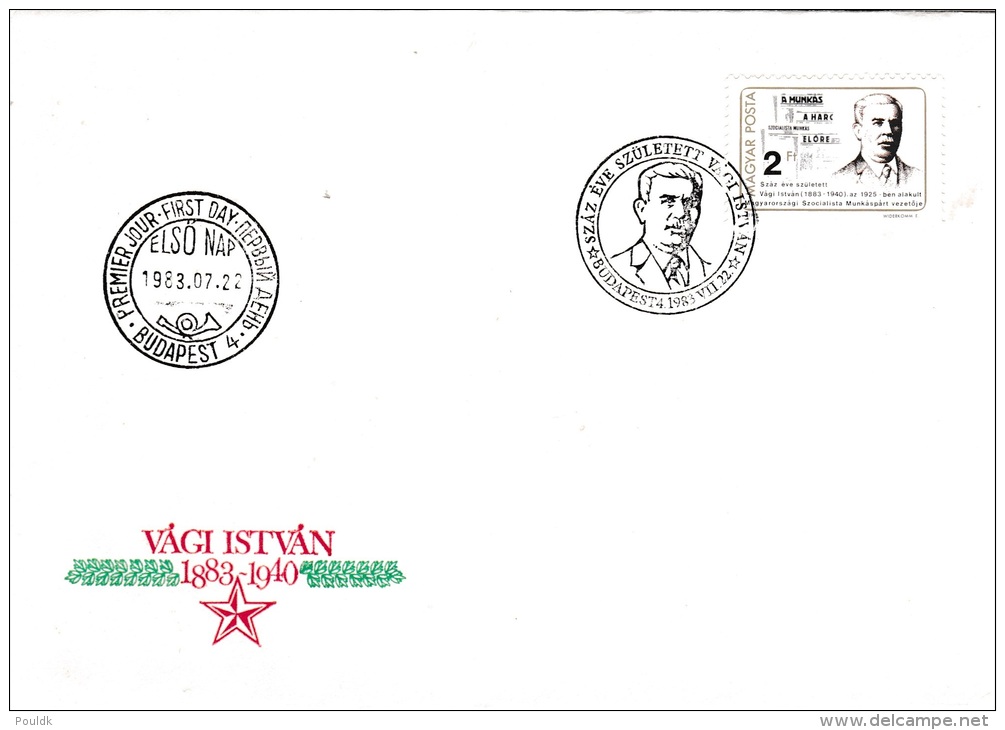 Hungary 1983 FDC Vagi Istvan - Bowed In Left Side (G79-69) - FDC