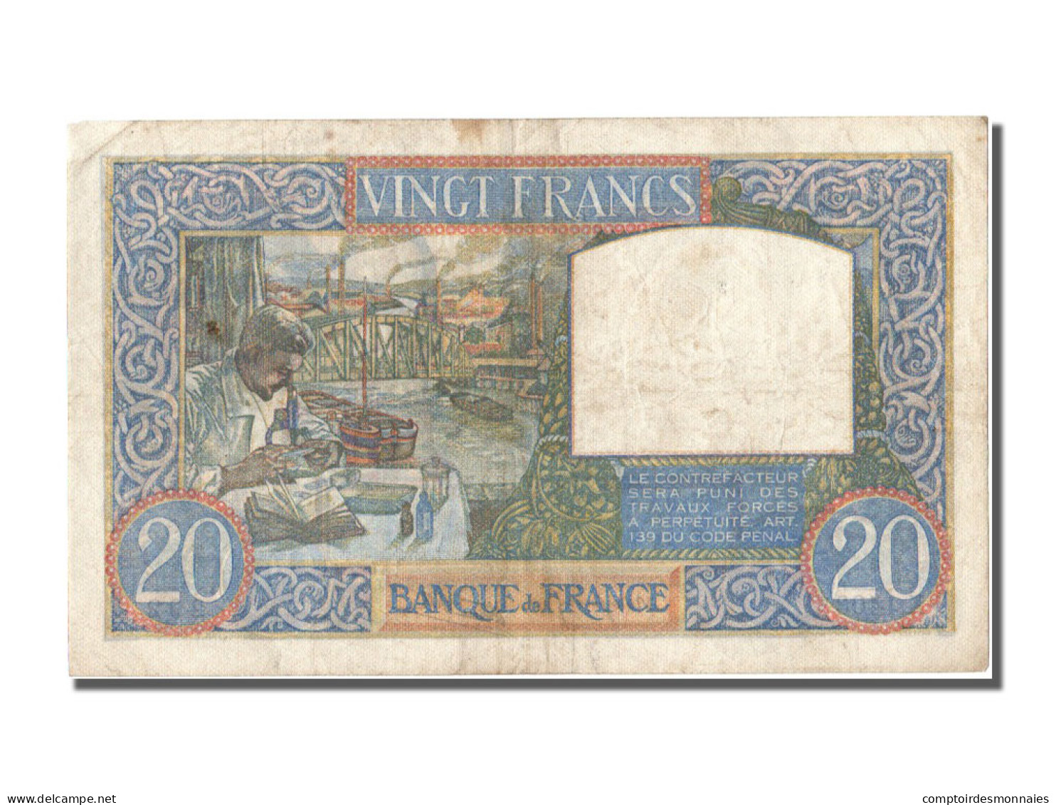 Billet, France, 20 Francs, 20 F 1939-1942 ''Science Et Travail'', 1940 - 20 F 1939-1942 ''Science Et Travail''