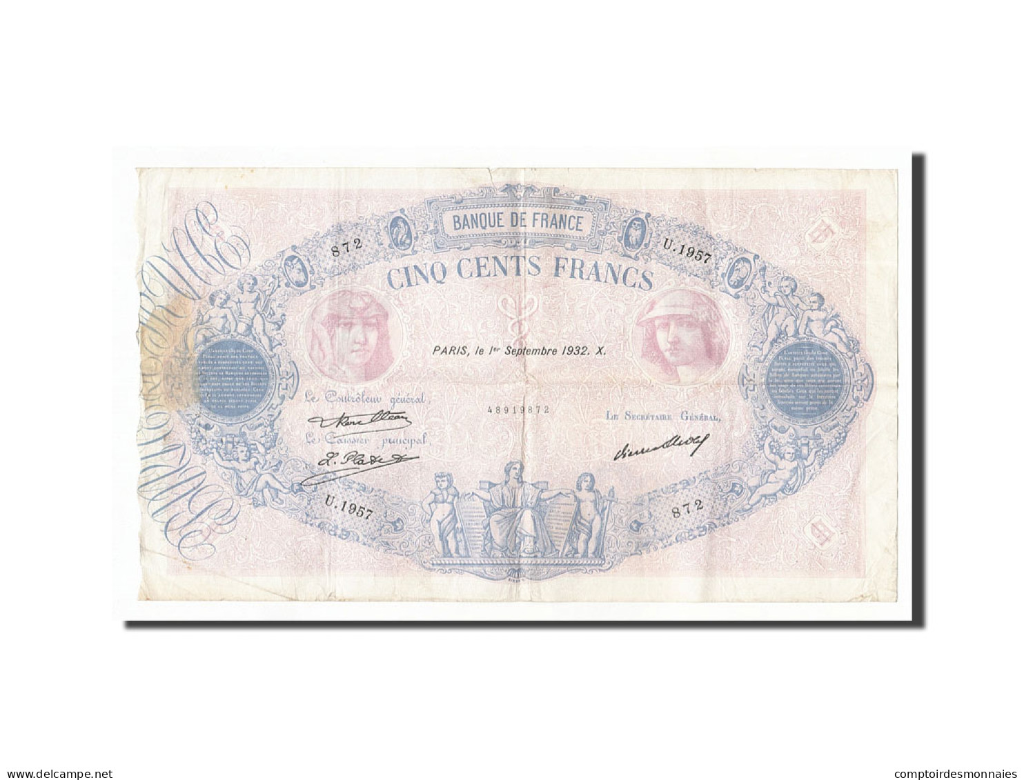 Billet, France, 500 Francs, 500 F 1888-1940 ''Bleu Et Rose'', 1932, 1932-09-01 - 500 F 1888-1940 ''Bleu Et Rose''