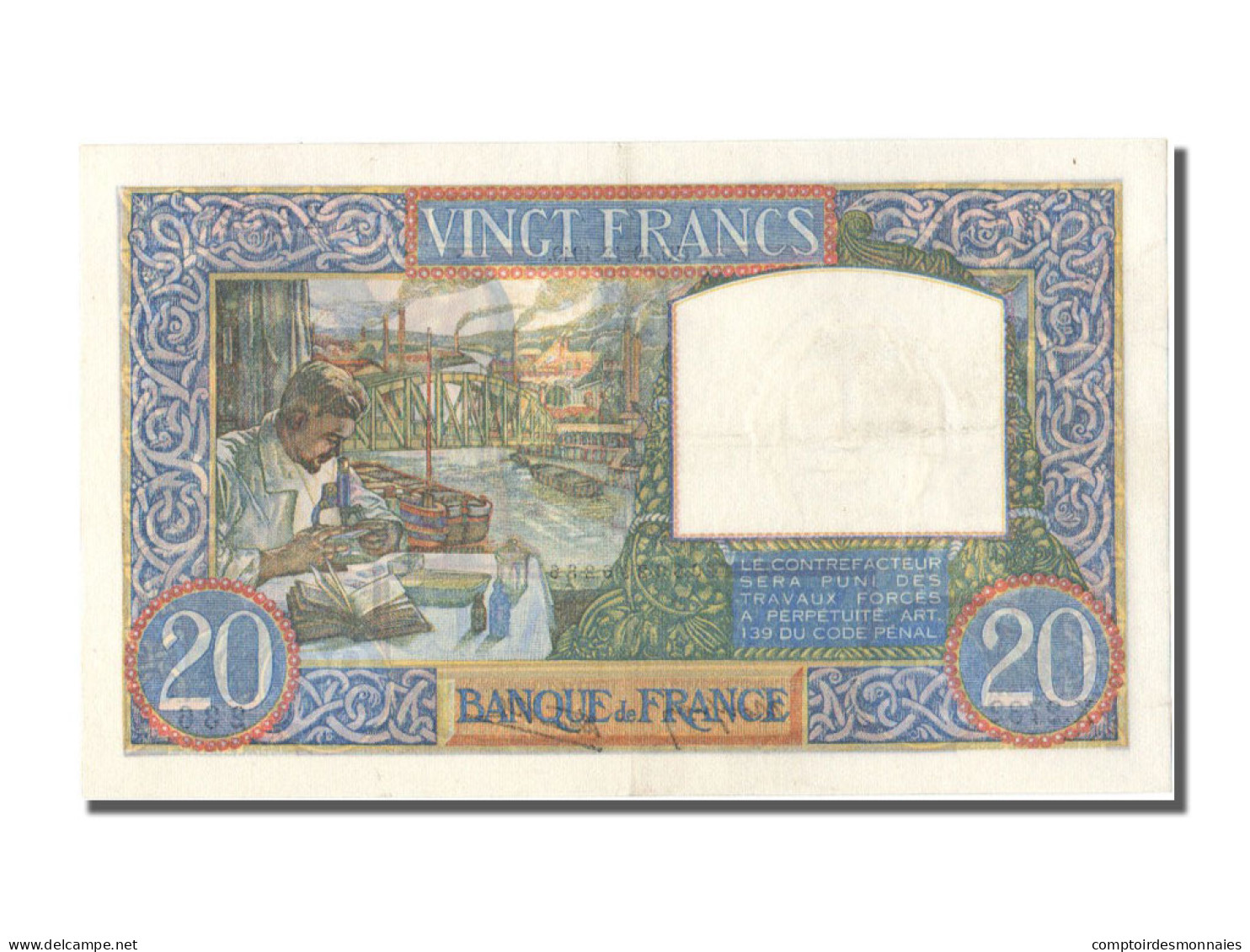 Billet, France, 20 Francs, 20 F 1939-1942 ''Science Et Travail'', 1940 - 20 F 1939-1942 ''Science Et Travail''