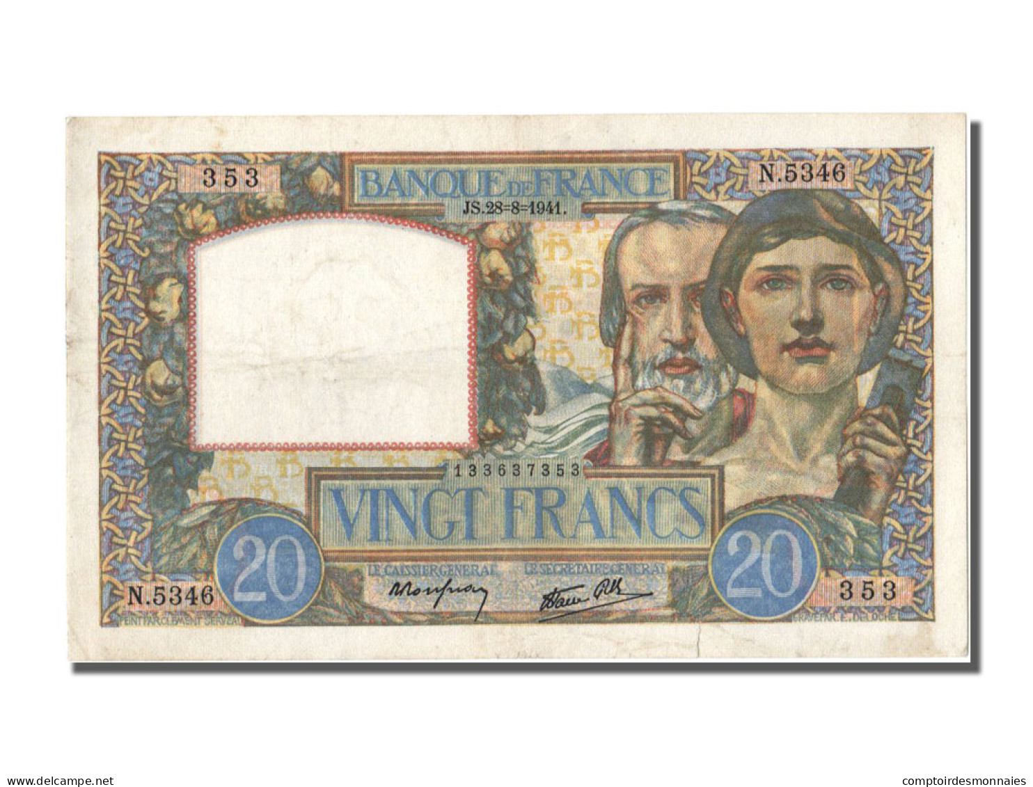 Billet, France, 20 Francs, 20 F 1939-1942 ''Science Et Travail'', 1941, SUP - 20 F 1939-1942 ''Science Et Travail''