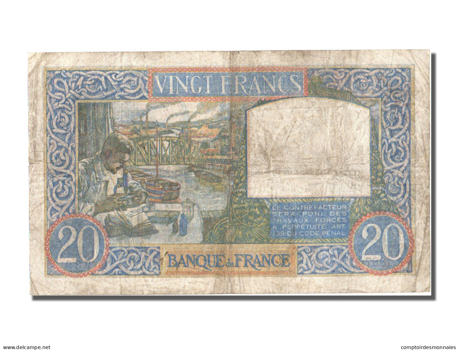 Billet, France, 20 Francs, 20 F 1939-1942 ''Science Et Travail'', 1940 - 20 F 1939-1942 ''Science Et Travail''