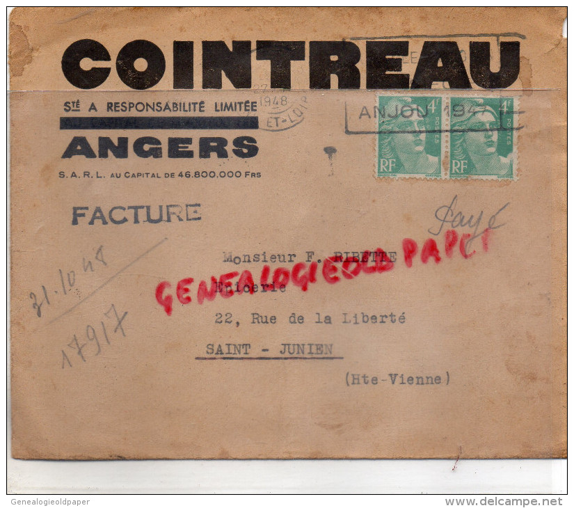 49- ANGERS- ENVELOPPE COINTREAU - 1948 - 1900 – 1949