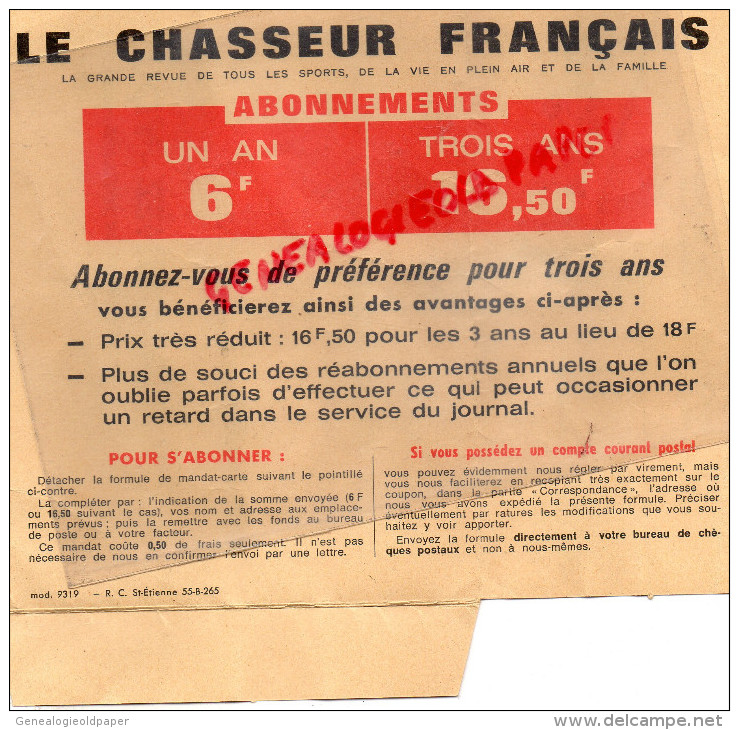 42 - ST SAINT ETIENNE - LETTRE ABONNEMENT " LE CHASSEUR FRANCAIS " AVEC AFFRANCHISSEMENT POSTE 0.15 CENTIMES - Druck & Papierwaren