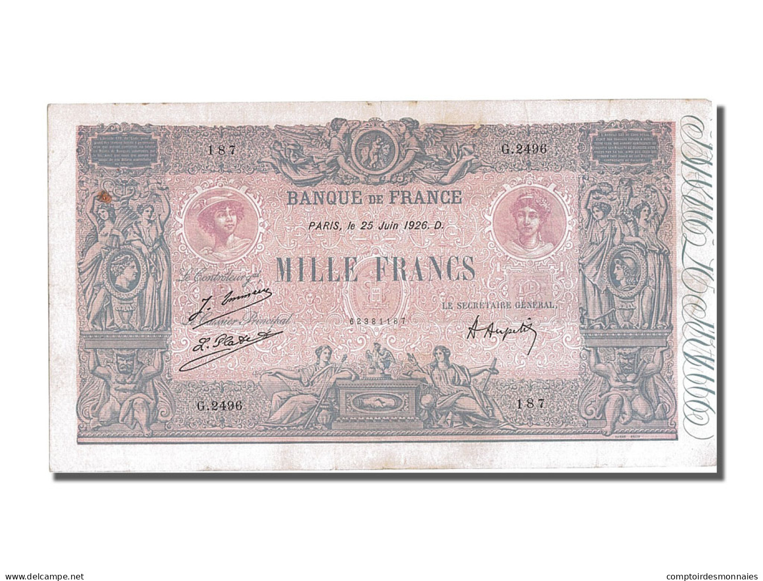 Billet, France, 1000 Francs, 1 000 F 1889-1926 ''Bleu Et Rose'', 1926 - 1 000 F 1889-1926 ''Bleu Et Rose''