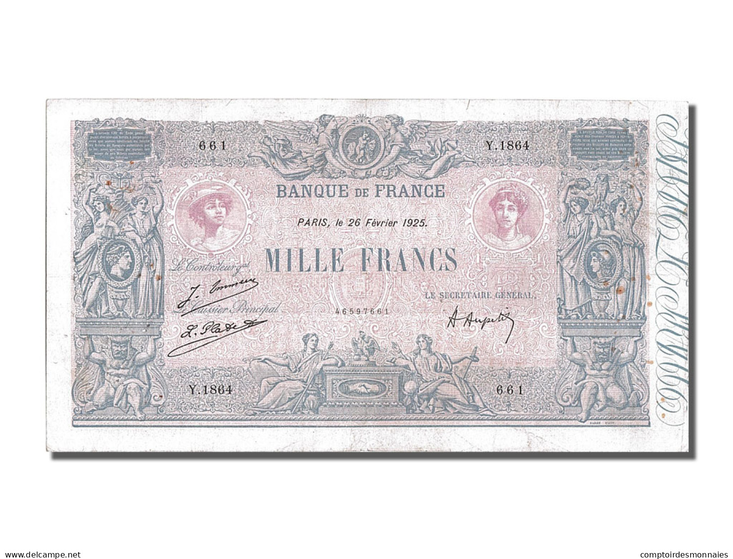 Billet, France, 1000 Francs, 1 000 F 1889-1926 ''Bleu Et Rose'', 1925 - 1 000 F 1889-1926 ''Bleu Et Rose''