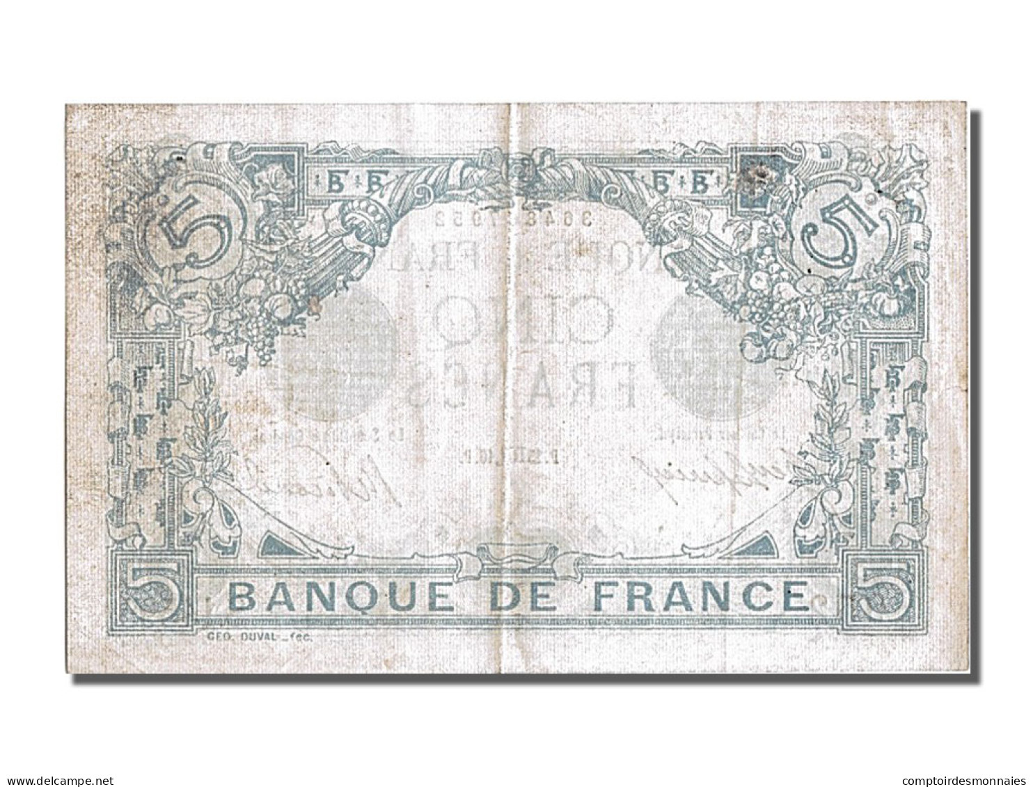 Billet, France, 5 Francs, 5 F 1912-1917 ''Bleu'', 1916, 1916-08-25, SUP - 5 F 1912-1917 ''Bleu''