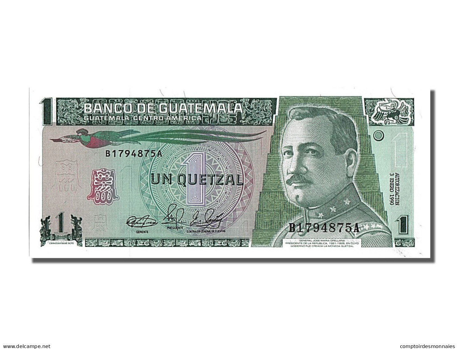 Billet, Guatemala, 1 Quetzal, 1990, 1985-01-09, NEUF - Guatemala