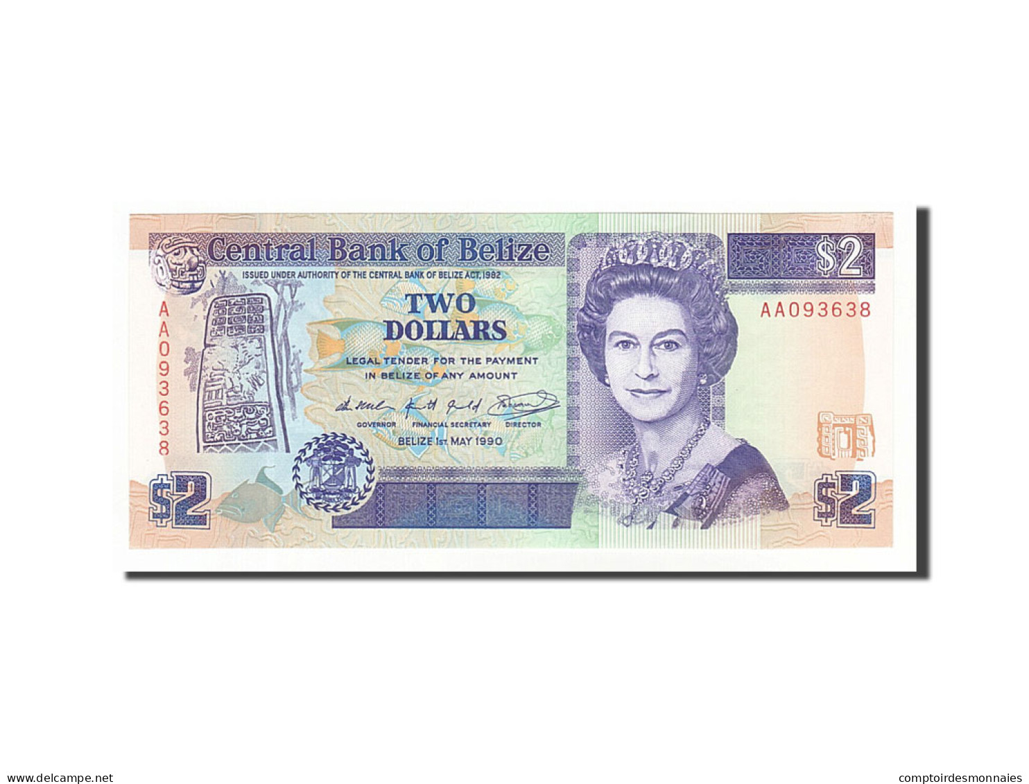 Billet, Belize, 2 Dollars, 1990, 1990-05-01, NEUF - Belize