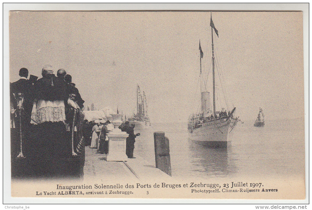 Inauguration Solenelle Des Ports De Bruges Et Zeebrugge, 23 Juillet 1907, Le Yacht Albeta Arrivant A Zeebrugge (pk26098) - Zeebrugge