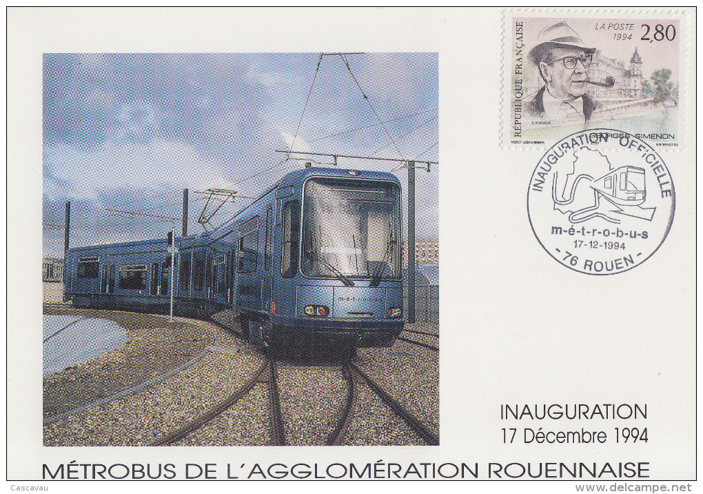 Carte  FRANCE   Inauguration  METROBUS   ROUEN    1994 - Other (Earth)