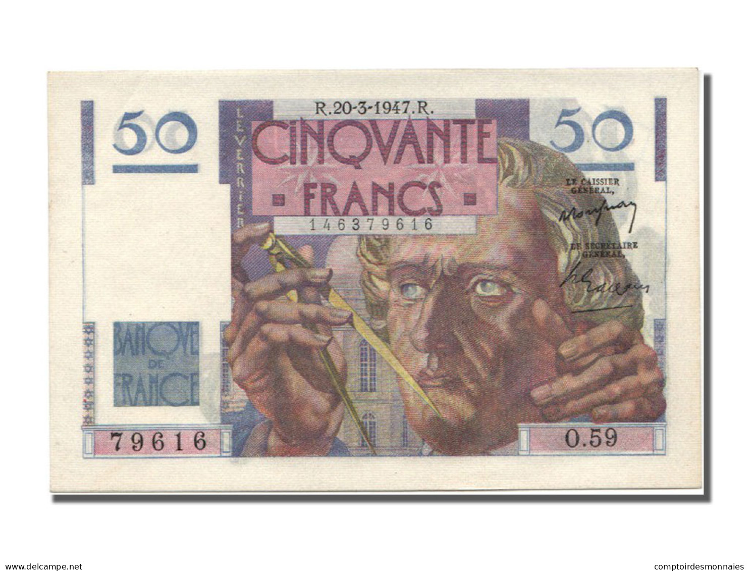 Billet, France, 50 Francs, 50 F 1946-1951 ''Le Verrier'', 1947, 1947-03-20 - 50 F 1946-1951 ''Le Verrier''