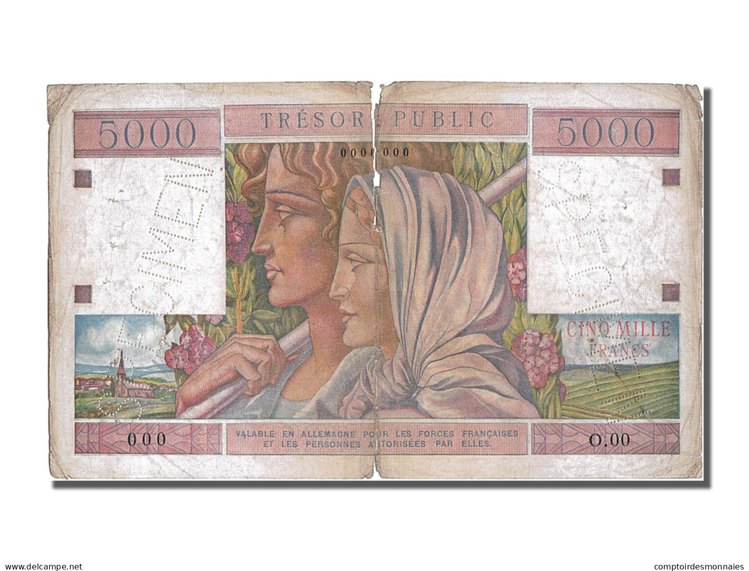 Billet, France, 5000 Francs, 1955-1963 Treasury, 1955, TB, Fayette:V 36.2 - 1955-1963 Tesoro Público