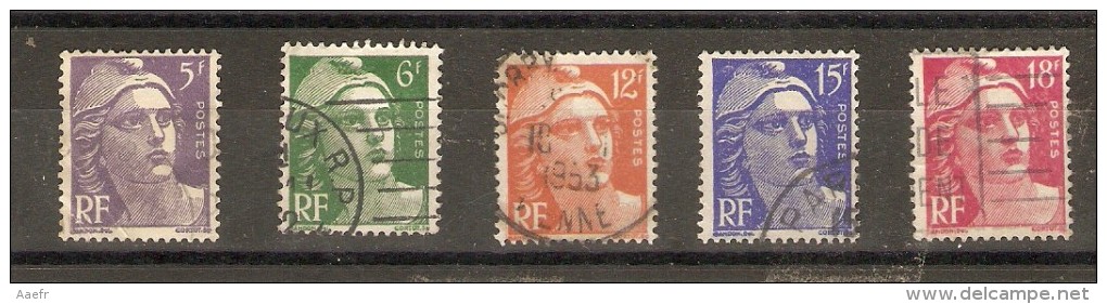 France - Marianne De Gandon - 883 à 887 -série Complete De 5 Timbres - 1945-54 Marianna Di Gandon