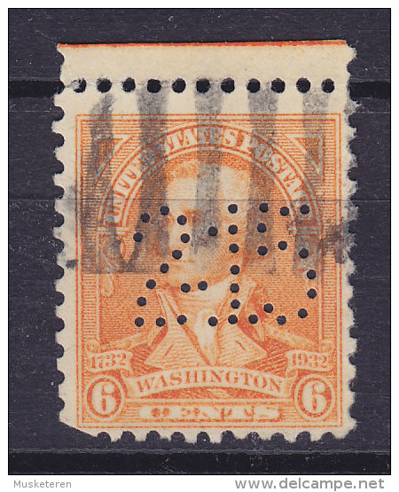 United States Perfin Perforé Lochung "2-15" 1932 6 C. Washington (2 Scans) - Perforados