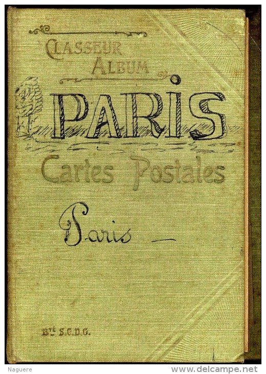 CLASSEUR ALBUM DEPLIANT POUR CARTES POSTALES ANCIENNES  DEBUT XX°  MARQUE PARIS  -  100 CARTES - Non-classés