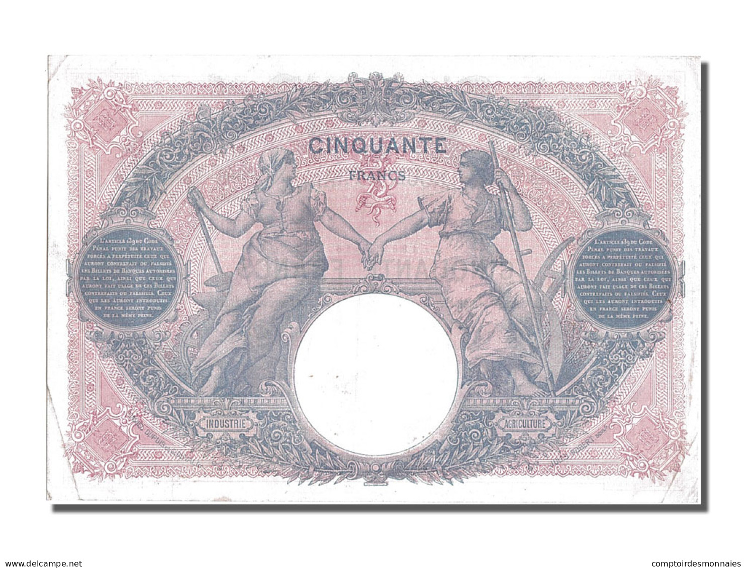 Billet, France, 50 Francs, 50 F 1889-1927 ''Bleu Et Rose'', 1918, 1918-03-07 - 50 F 1889-1927 ''Bleu Et Rose''