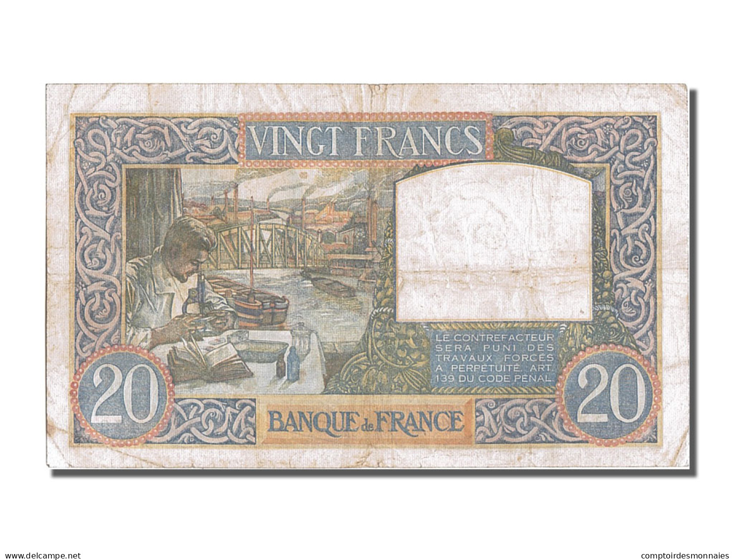 Billet, France, 20 Francs, 20 F 1939-1942 ''Science Et Travail'', 1940 - 20 F 1939-1942 ''Science Et Travail''