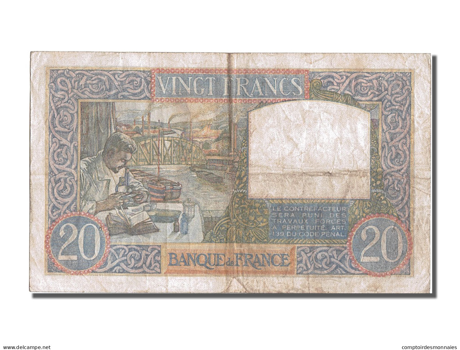 Billet, France, 20 Francs, 20 F 1939-1942 ''Science Et Travail'', 1939 - 20 F 1939-1942 ''Science Et Travail''