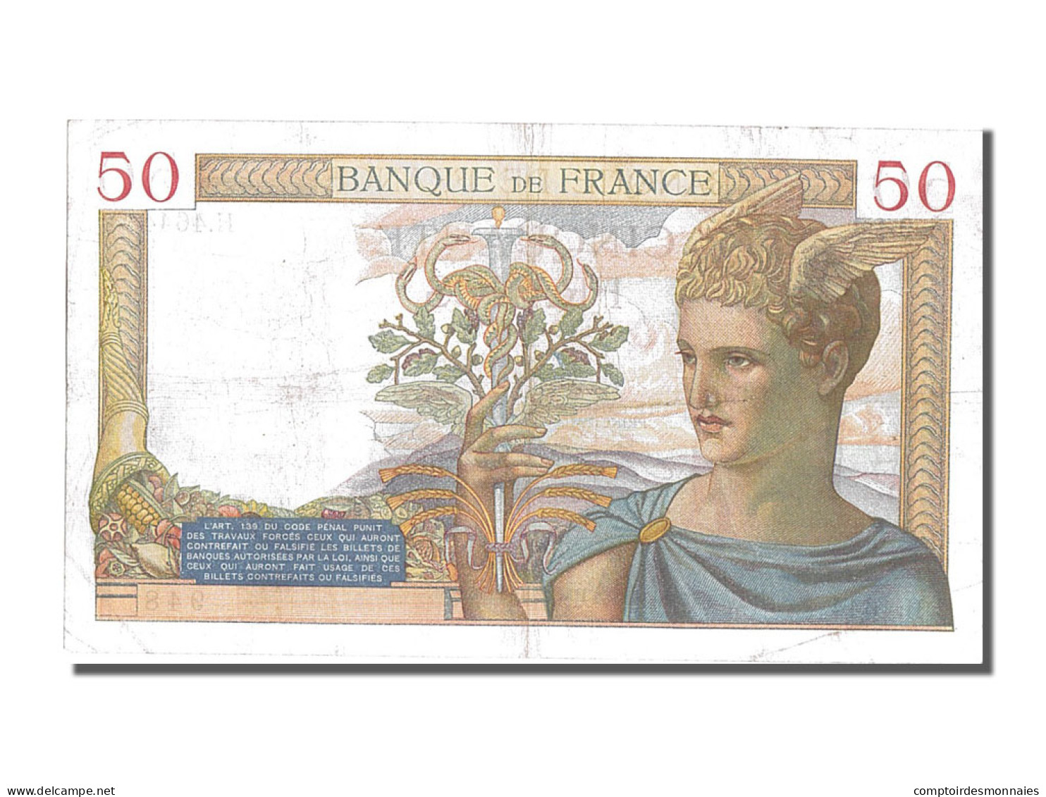 Billet, France, 50 Francs, 50 F 1934-1940 ''Cérès'', 1936, 1936-06-18, TTB+ - 50 F 1934-1940 ''Cérès''