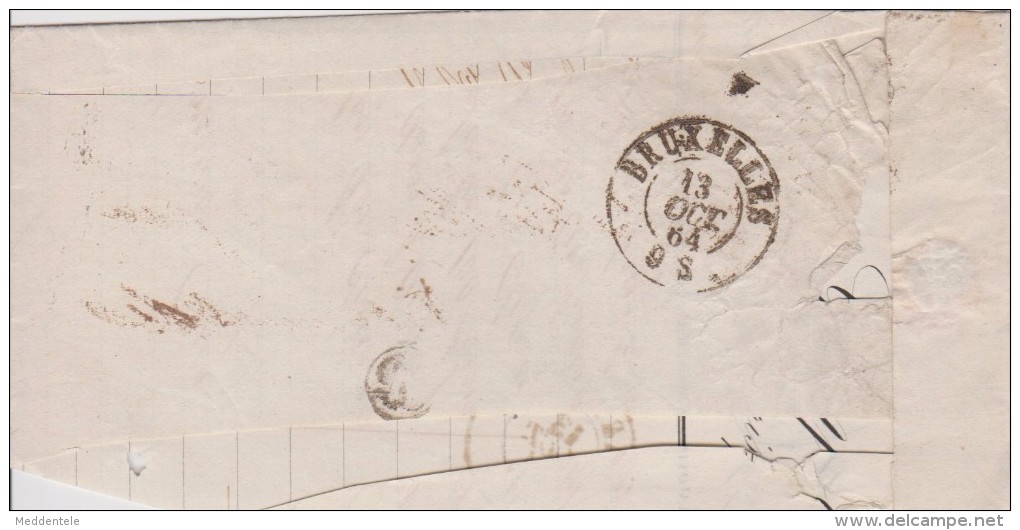LETTRE Fragment N°15 LP 169 HARLEBEKE Du 13/10/1864 Vers BRUXELLES - 1863-1864 Medaglioni (13/16)
