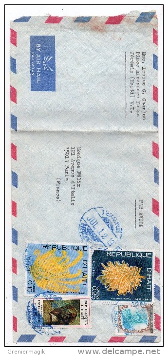 Lettre D' Haiti Jérémie Pour Paris Avec 4 Timbres Dont 2 De La Poste Aérienne - Haïti