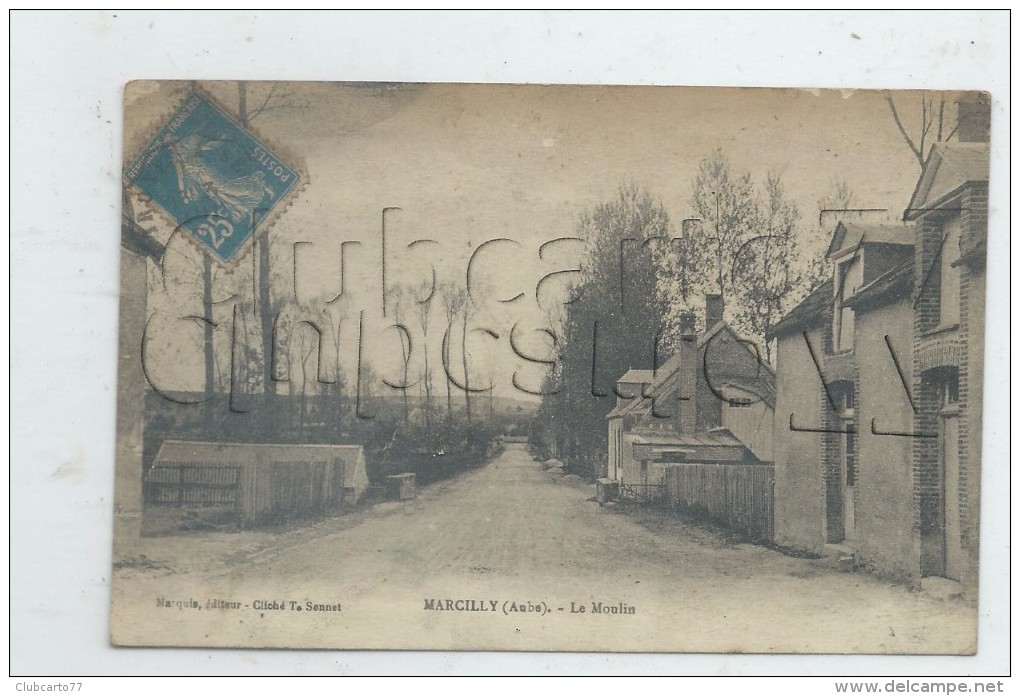 Marcilly-le-Hayer (10) : Perspective De La Route Prise Du Moulin  En 1920  PF. - Marcilly