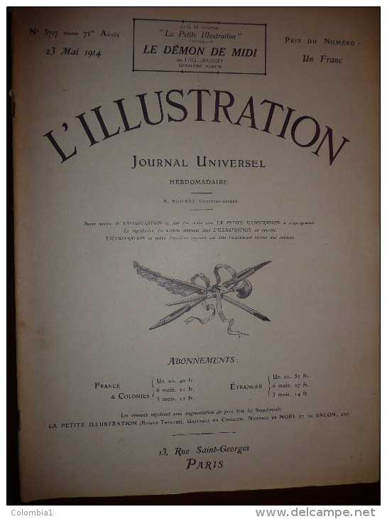 L'ILLUSTRATION N° 3717 Du 23 Mail 1914 - L'Illustration